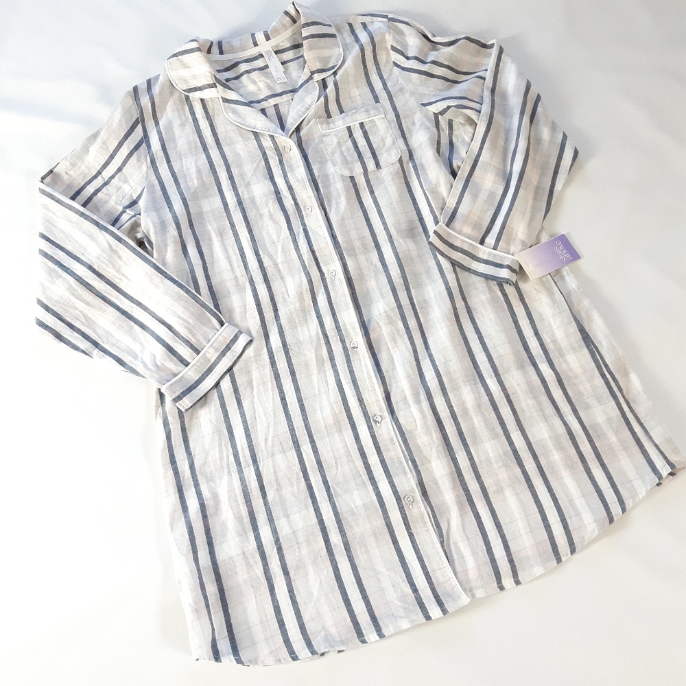 NWT New Stars Above Button Front Flannel Top 2XL